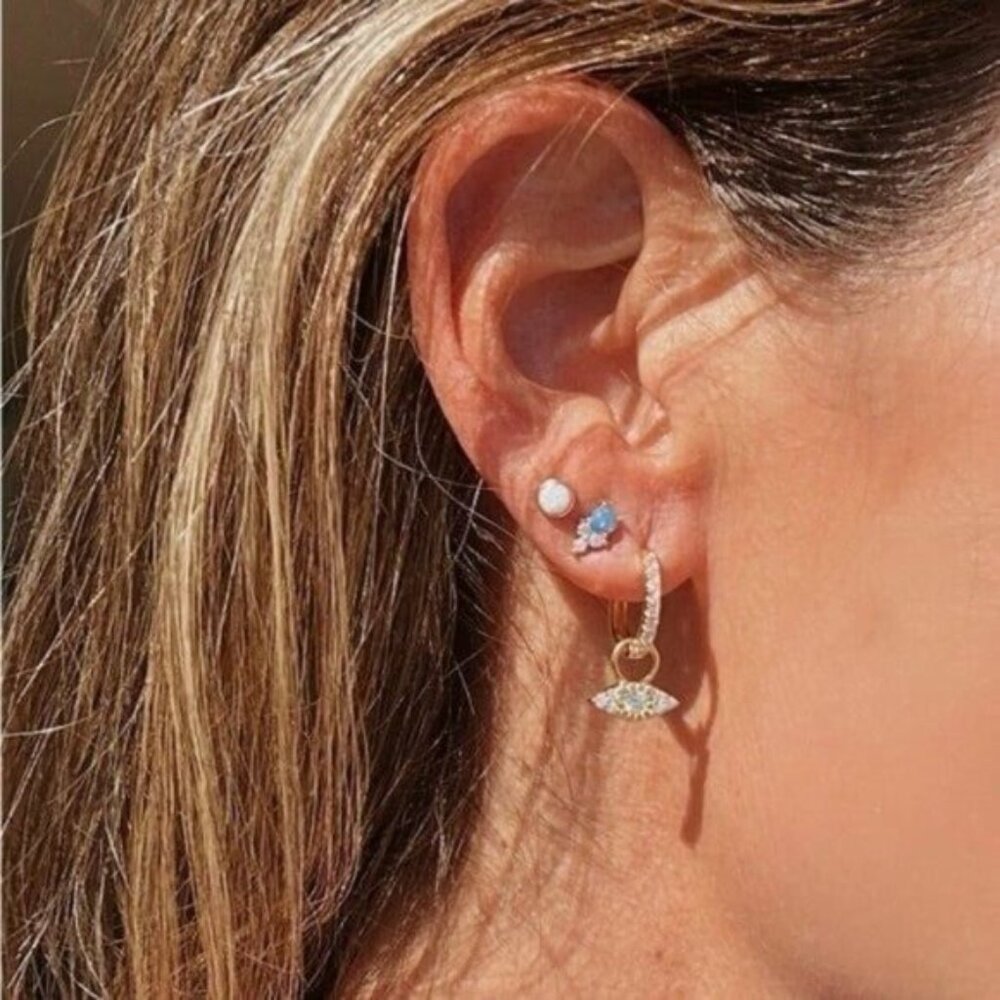 Pave Huggies + Evil Eye or Hamsa Charm Earrings Removable Charm Pretty earrings